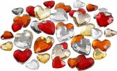 Valentijn - 2x zakje Hartjes strass steentjes rood mix totaal 720 stuks