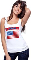 Singlet shirt/ tanktop USA vlag wit dames L