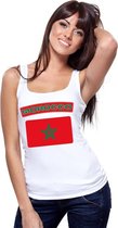 Singlet shirt/ tanktop Marokaanse vlag wit dames L