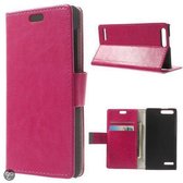 Lederlook Portemonnee case Hoesje Huawei Ascend P7 pink