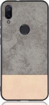 Shop4 - Xiaomi Redmi 7 Hoesje - Harde Back Case Denim en Leer Grijs