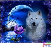 Diamond Painting "JobaStores®" Witte Wolf - volledig - 40x30cm