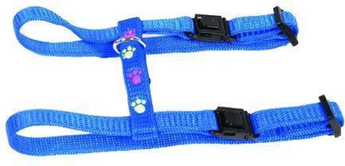 Tuig voor kat poot print nylon blauw 10 mmx25-35 cm