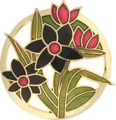 Behave® Broche rond goud-kleur met bloemen