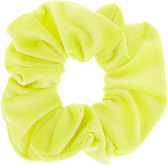 Velvet scrunchie/haarwokkel, neon geel