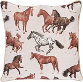 Signare Kussenhoes Running Horse - Paard - Paarden - Gobelinstof - 45 cm