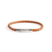 PRINS. Armband PB0022-COG-21 - Heren - Licht Bruin Gevlochten Leer (4mm), RVS Slot - 21 cm
