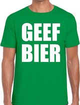 Geef Bier tekst t-shirt groen heren M