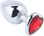 Banoch - Buttplug Coeur Rouge Large -Metaal - Hart - Diamant Steen Rood