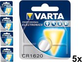 5 Stuks - Varta Professional Electronics CR1620 6620 70mAh 3V knoopcelbatterij