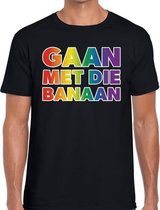 Gay pride gaan met die banaan t-shirt - zwart regenboog shirt voor heren - Gay pride S