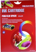 FLWR - Inktcartridge / PGI-5 / CLI-8 6-Pack / Zwart en Kleur - Geschikt voor Canon
