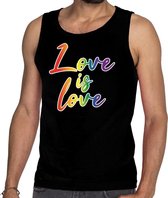 Love is love gaypride tanktop/mouwloos shirt zwart heren S