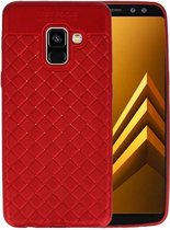 Geweven TPU Siliconen Case voor Galaxy A8 2018 Rood
