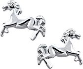 The Kids Jewelry Collection Oorknoppen Paard - Zilver -8x10.5mm