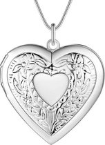 Medaillon hart bloem motief hanger met ketting snake schakel | BFF