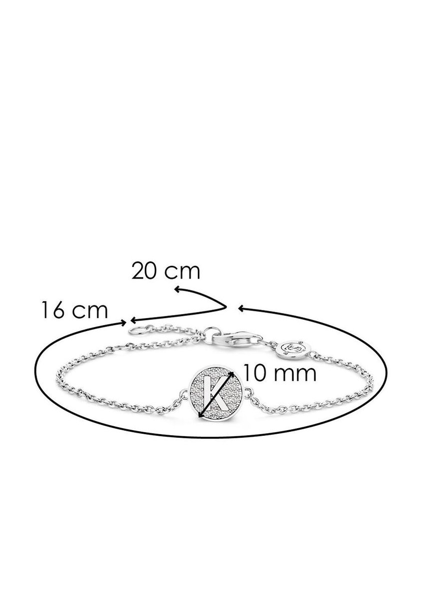 TI SENTO Dames Armband - 925 zilver - Wit (Letter) - 2836LK