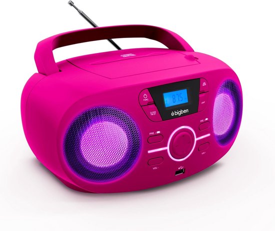 herstel Maak plaats Op tijd Bigben CD61 - Radio CD speler voor kinderen - USB – Roze | bol.com