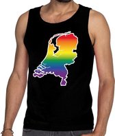 Nederland regenboog gaypride tanktop zwart heren 2XL