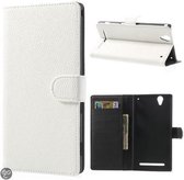 Litchi wallet case hoesje Sony Xperia T2 Ultra wit