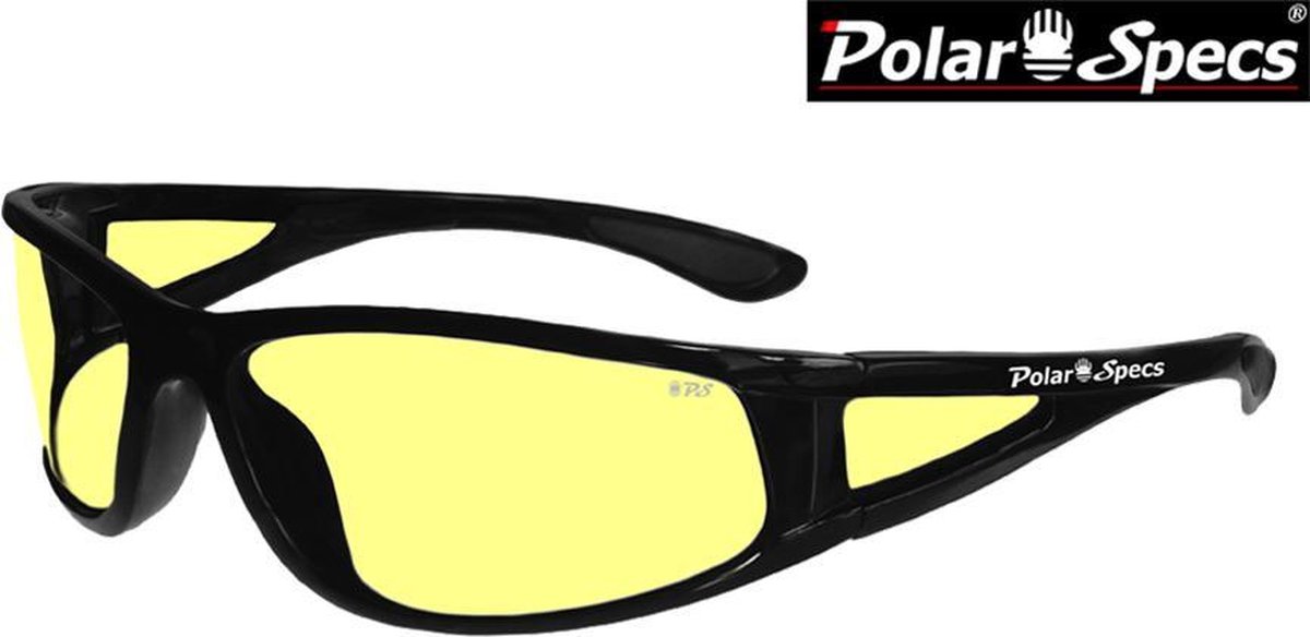 Polar Specs® Polariserende Nachtbril Full Wrap PS9027 – Shiny Black – Polarized Nightdriving – Medium – Unisex