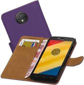 Bookstyle Wallet Case Hoesjes voor Moto C Paars