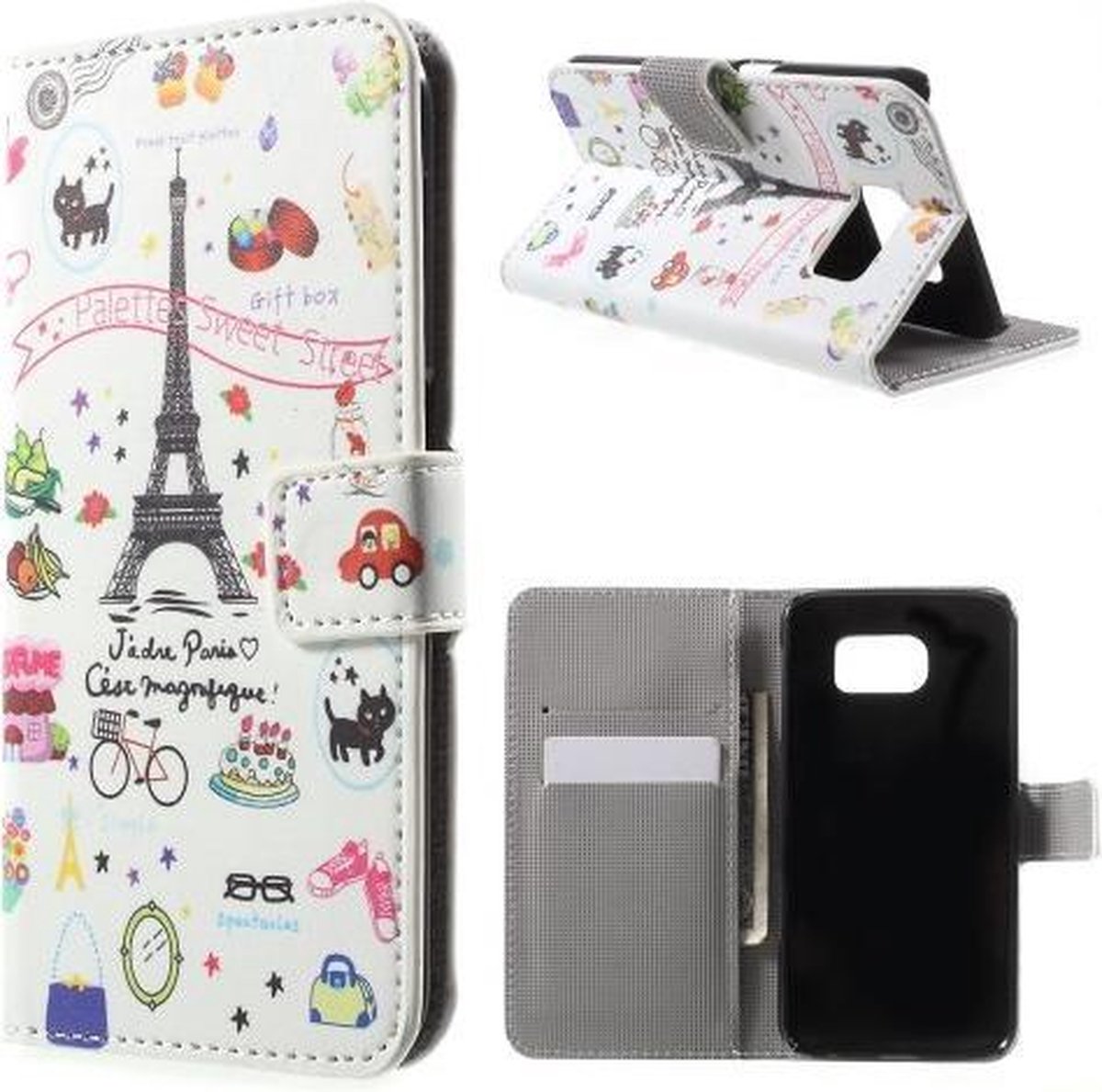 Sweet Street Paris Wallet case cover hoesje Samsung Galaxy S6