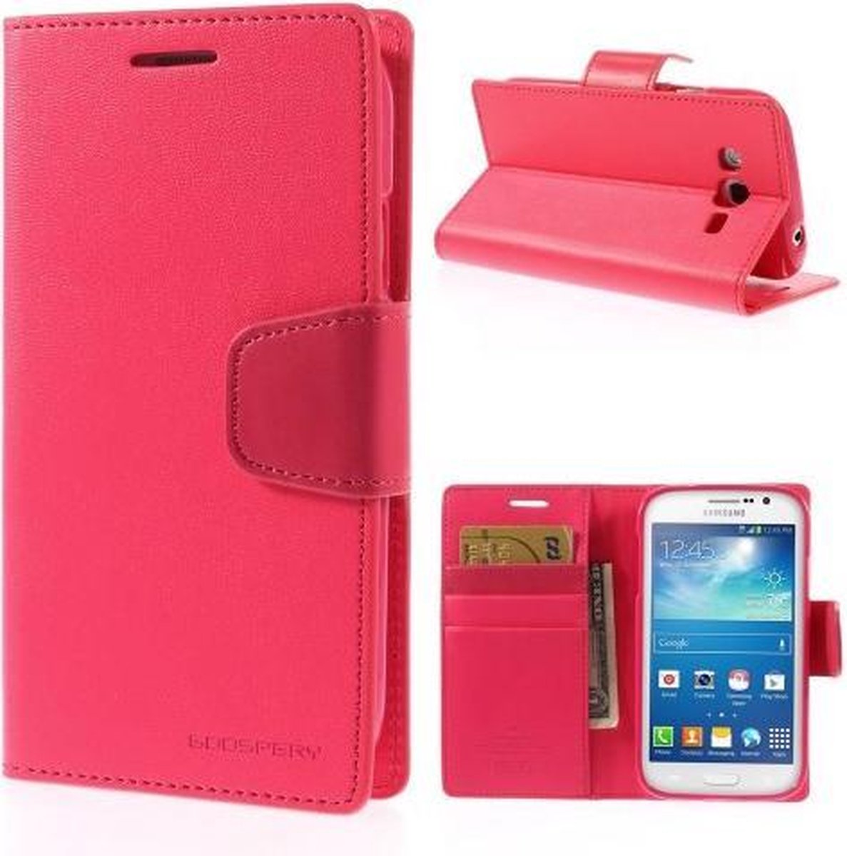 Goospery Sonata Leather hoesje Samsung Galaxy Grand Neo i9060 donker roze