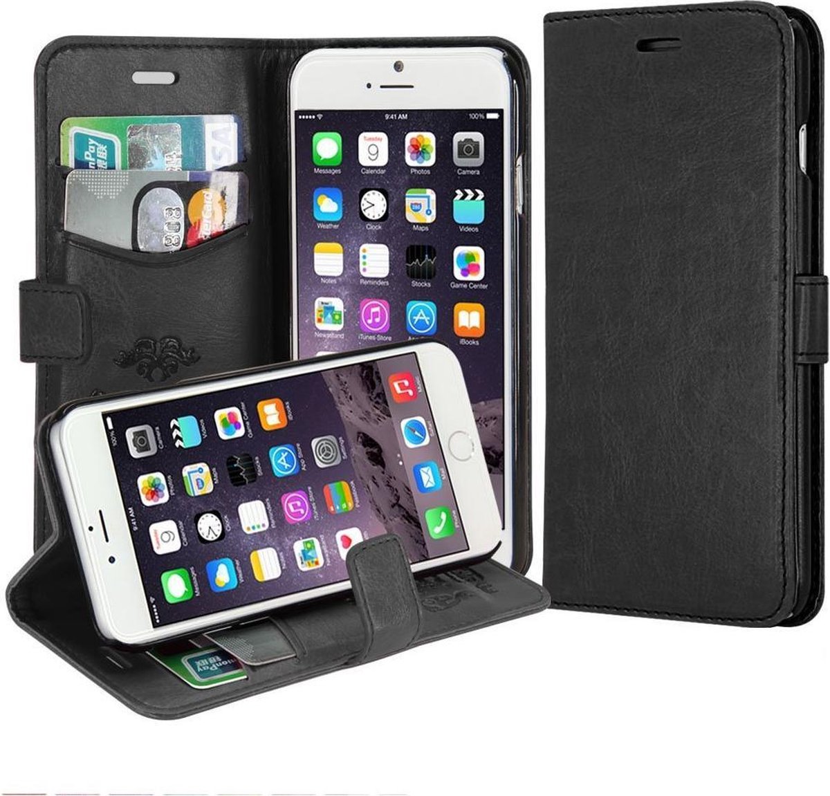 KDS Cover Wallet case hoesje Telefoonhoesje Geschikt voor: iPhone 4 4S zwart