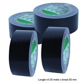 Duct tape zwart Nichiban L25m x B50mm per 4 stuks