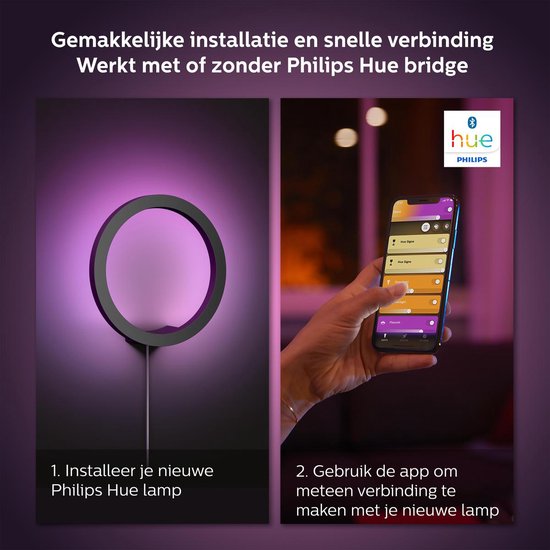 Productie Bevestigen kapitalisme Philips Hue Sana Wandlamp - White and Color Ambiance - Gëintegreerd LED -  Zwart - 20W-... | bol.com