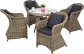 TecTake - Aluminium wicker tuinset, luxe, 4 stoelen en 1 tafel 401765