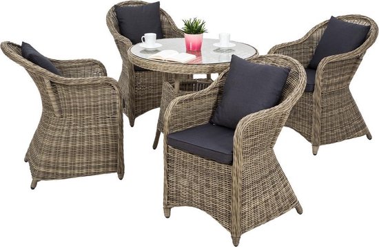 trechter aanvaarden Betrokken TecTake - Aluminium wicker tuinset, luxe, 4 stoelen en 1 tafel 401765 |  bol.com