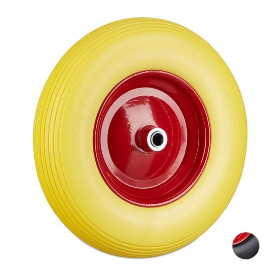 Relaxdays kruiwagenwiel 4.80 4.00-8 - rubberband - stalen velg - tot 100 kg - antilek - geel-grijs van Relaxdays — afbeelding 5