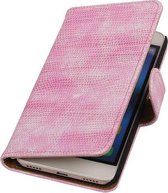 Hagedis Bookstyle Wallet Case Hoesje Geschikt voor Huawei Honor 4 A / Y6 Roze