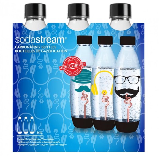 SodaStream herbruikbare flessen - Hipster print - 1 liter - 3 stuks