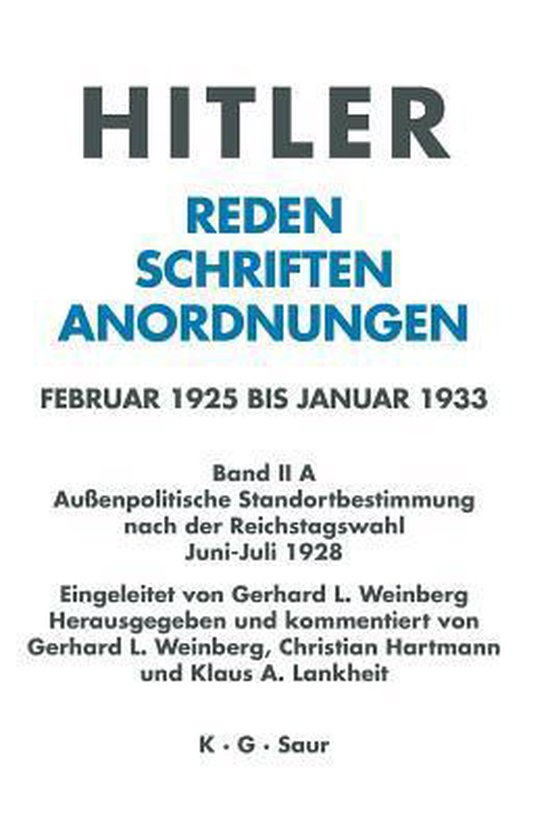 Titelpagina van 'Hitler Reden Schriften Anordnungen', Band II A, met tekst over buitenlands beleid.