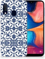 Geschikt voor Samsung Galaxy A20e TPU Hoesje Flower Blue