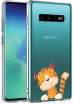 Samsung Galaxy S10 Plus transparant siliconen hoesje - Tijgertje