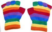 Handschoenen zonder vingers regenboog - gestreepte mofjes one size