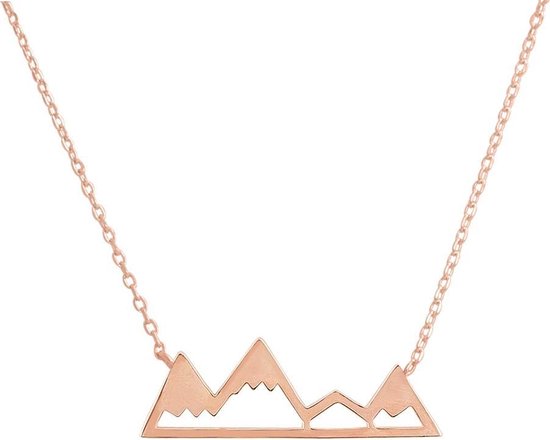 Fate Jewellery Ketting FJ4035 - Travellers Collection - Mountains - 925 Zilver, rosé verguld - 45mc + 5cm