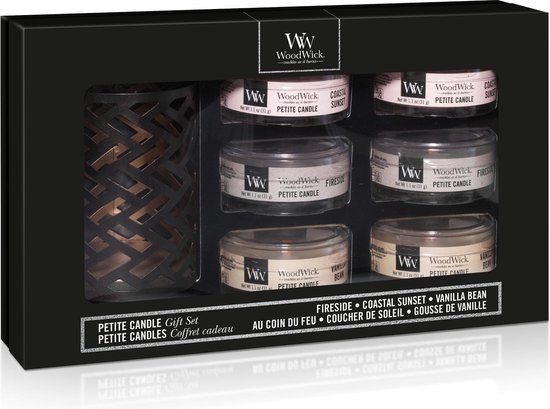 WoodWick Deluxe Gift Set Six Petite Candles & Petite Candle Holder