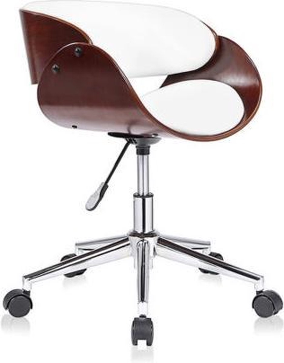 Design bureaustoel, retro, wit/ bruin | bol.com