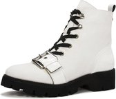 Steve Madden Vixie Leren Bikerlaarzen / Veterboots Wit - Maat: 41