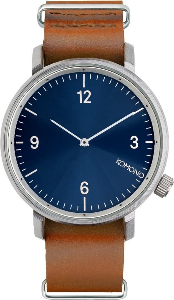 Komono Magnus II Blue Cognac horloge dames en heren - bruin - messing