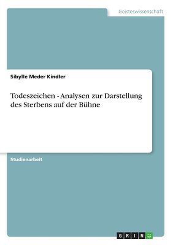 Todeszeichen - Analysen Zur Darstellung Des Sterbens Auf Der ... - cover