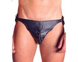 Mister b leather posing pouch one belt laced