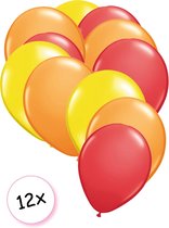 Ballonnen Geel, Oranje & Rood 12 stuks 27 cm