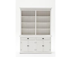 Vitrinekast wit - landelijke witte vitrinekast - 160bx50dx220 hoog - gemonteerd - Nova Solo - BCA599