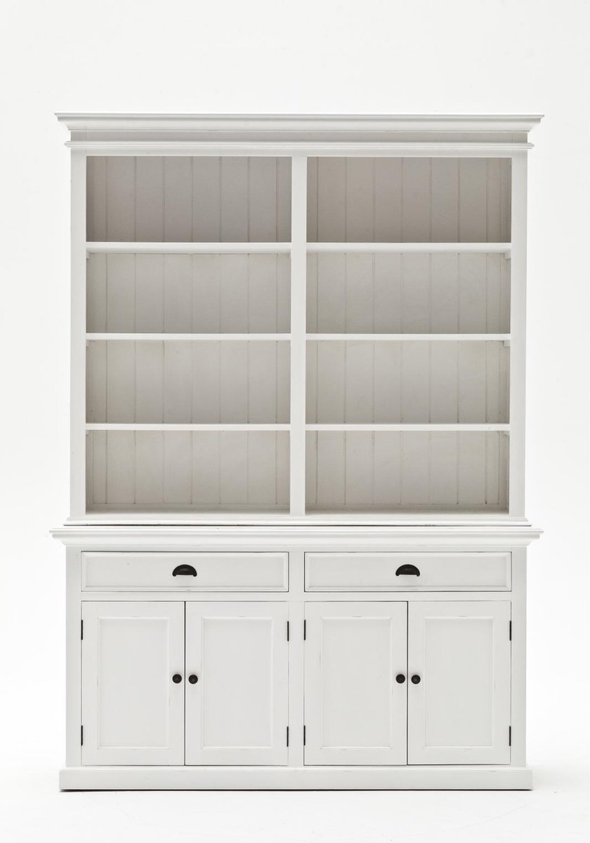 Vitrinekast wit - landelijke witte vitrinekast - 160bx50dx220 hoog - gemonteerd - Nova Solo - BCA599